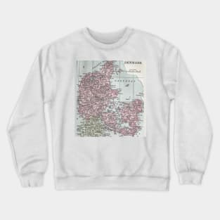 Denmark antiquarian map 1800s Crewneck Sweatshirt